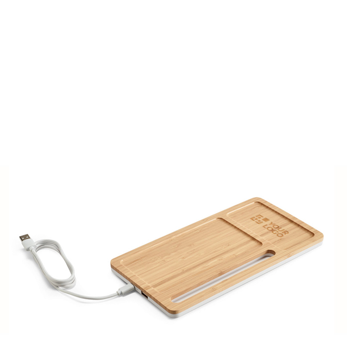 Organisateur en bambou et ABS avec chargeur sans fil et support 5W