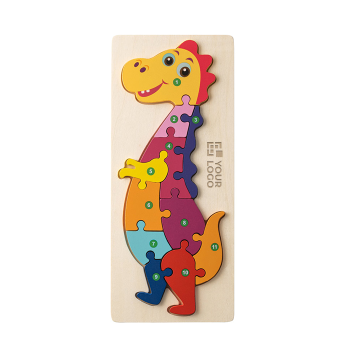 Puzzle en forme de dinosaure en bois de pin