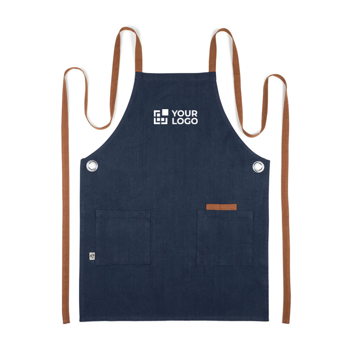 Tablier écologique avec 3 poches et bretelles croisées 220 g/m²