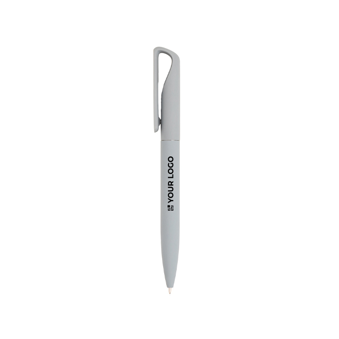 Stylo finition gomme avec clip métallique effet miroir encre noire