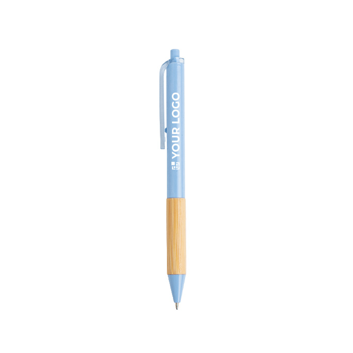 Stylo à bille avec clip translucide et grip en bambou, encre noire
