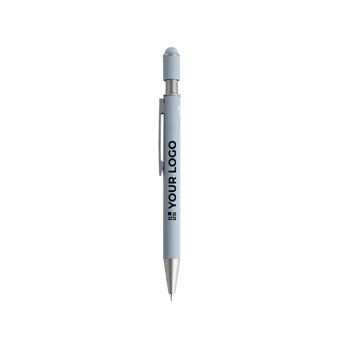 Stylo en aluminium recyclé avec spinner et embout tactile, encre bleue