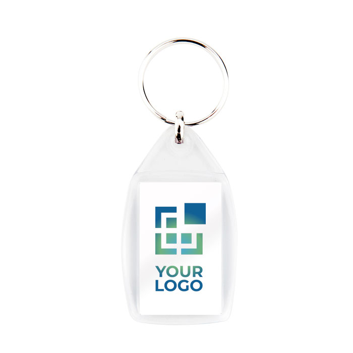 Porte-clés carré avec papier personnalisable sur deux faces 25x40 mm avec zone d'impression