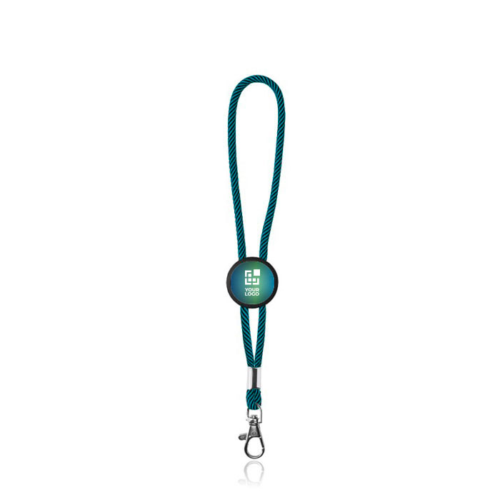 Porte-clés en polyester avec mousqueton et pièce personnalisable avec zone d'impression
