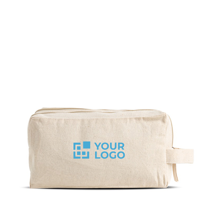 Trousse en toile canvas avec double compartiment et anse incluse