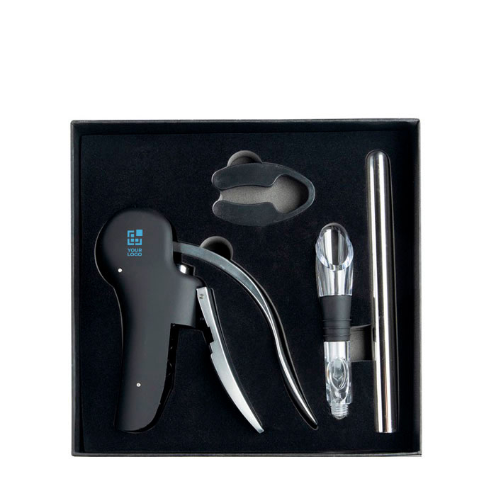 Set de vin glamour en acier inoxydable avec 3 fonctions avec zone d'impression