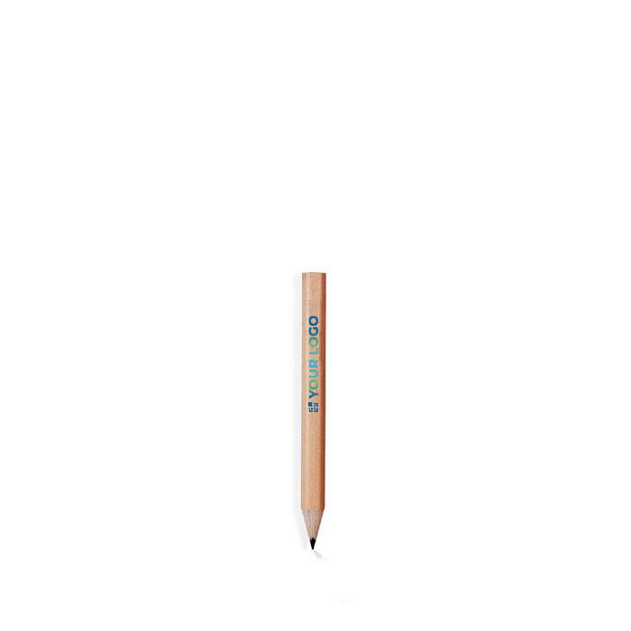 Crayon à papier en bois taille mini avec corps en bois clair avec zone d'impression