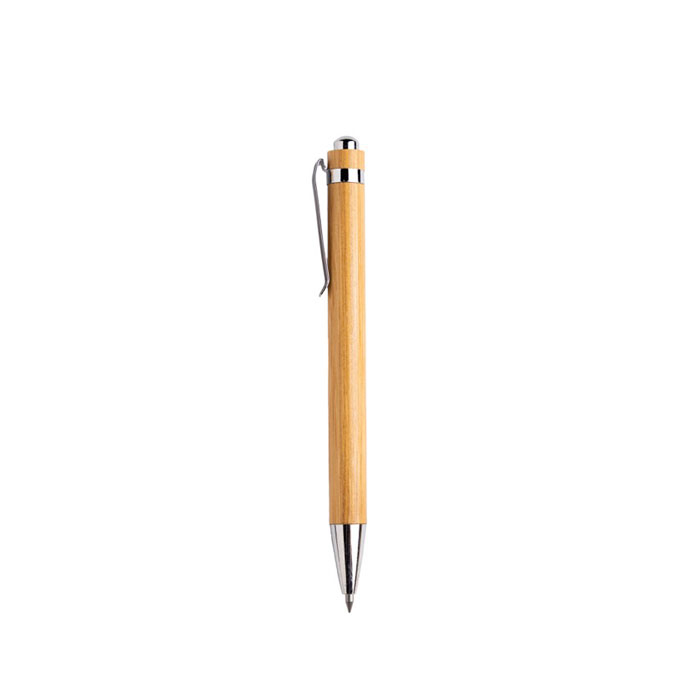 Crayon en bambou avec clip métallique et encre à écriture infinie