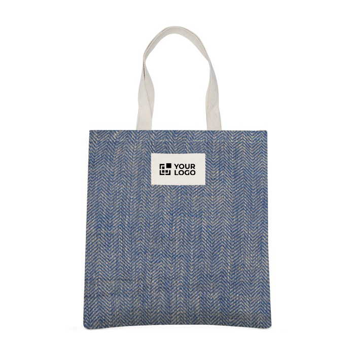 Sac en jute avec anses en coton et tissu à finition en zigzag