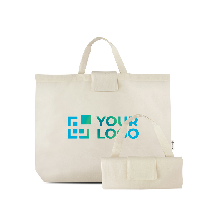 Sac de courses pliable en coton et plastique recyclés 140 g/m²