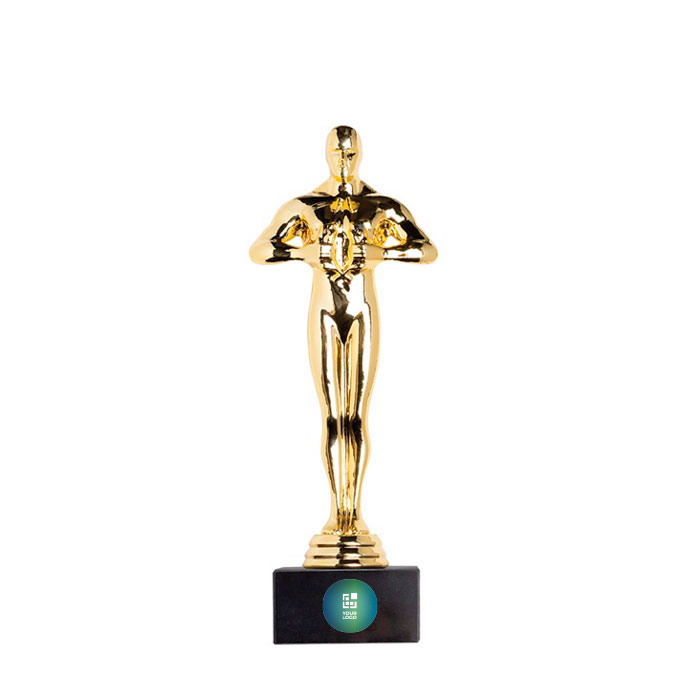 Trophée statuette dorée idéal pour récompenser quelqu'un avec zone d'impression