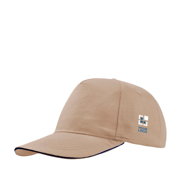 Casquette en coton léger avec visière contrastée en couleur 160 g/m² avec zone d'impression