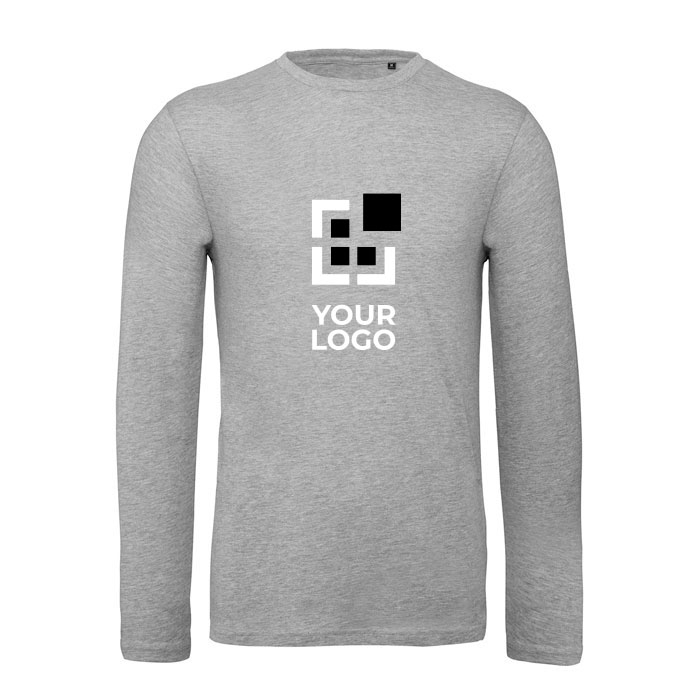 T-shirt pour homme à manches longues en coton biologique B&C avec zone d'impression