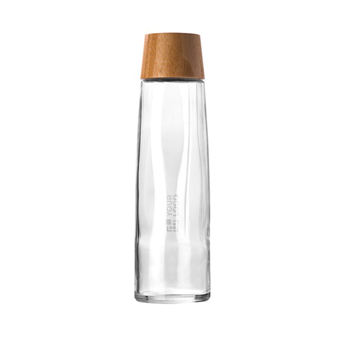 Bouteille en verre durable premium avec bouchon en bambou, 750 ml