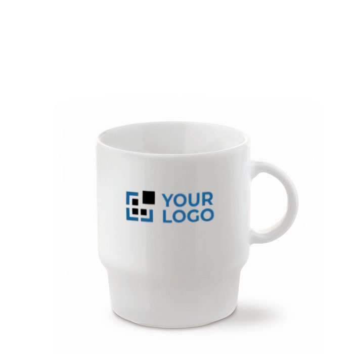 Tasse en porcelaine blanche empilable fabriquée en UE 250ml avec zone d'impression