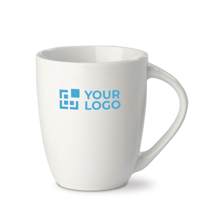 Tasse en porcelaine grande poignée triangulaire fabriquée en UE 270ml avec zone d'impression