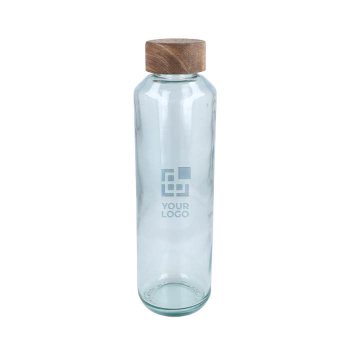 Bouteille en verre recyclé fabriquée en Europe, bouchon en bois 650 ml