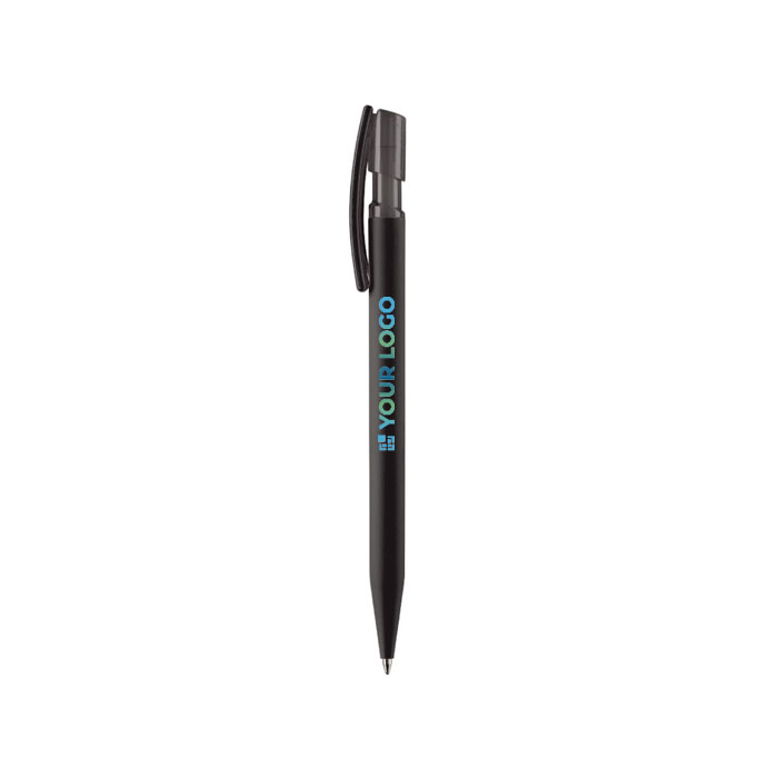 Stylo transparent en plastique avec toucher doux fabriqué en UE avec zone d'impression