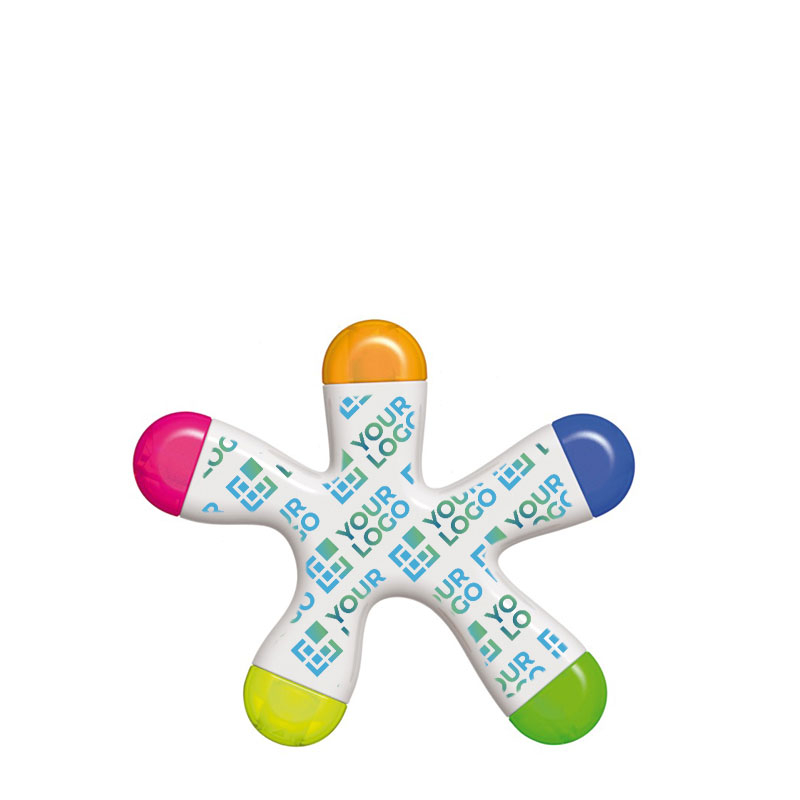 Marqueur en forme d'étoile avec 5 encres de couleurs différentes avec zone d'impression