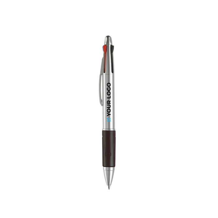 Stylo multifonction 4 en 1 avec poignée colorée avec zone d'impression