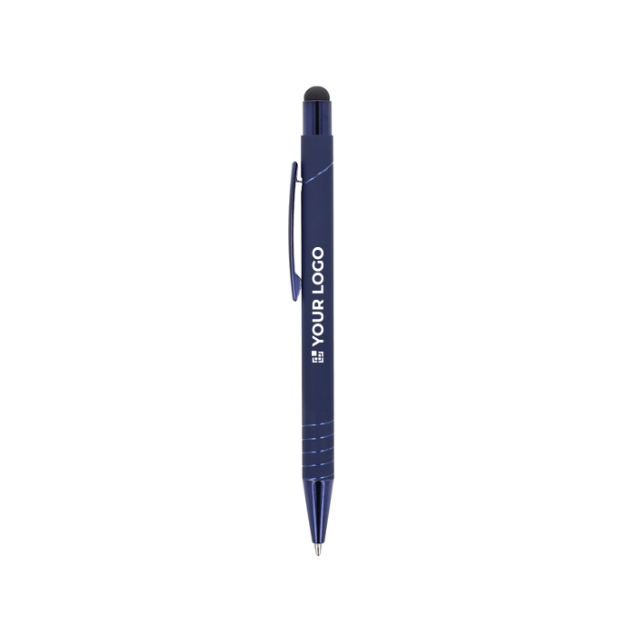 Stylo avec pointe tactile et clip métallique, encre bleue