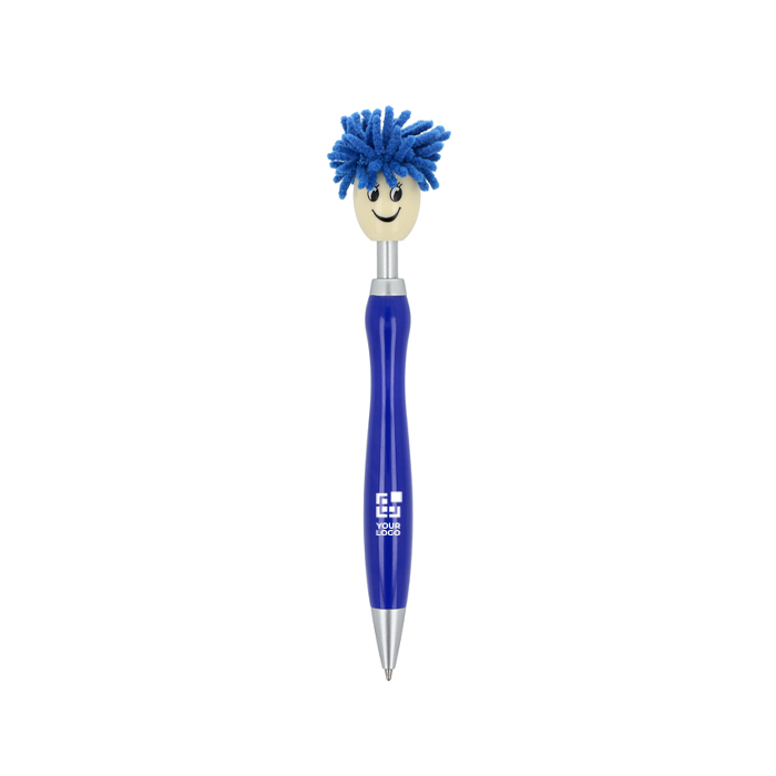 Stylo à bille avec un pompon rotatif, encre bleue