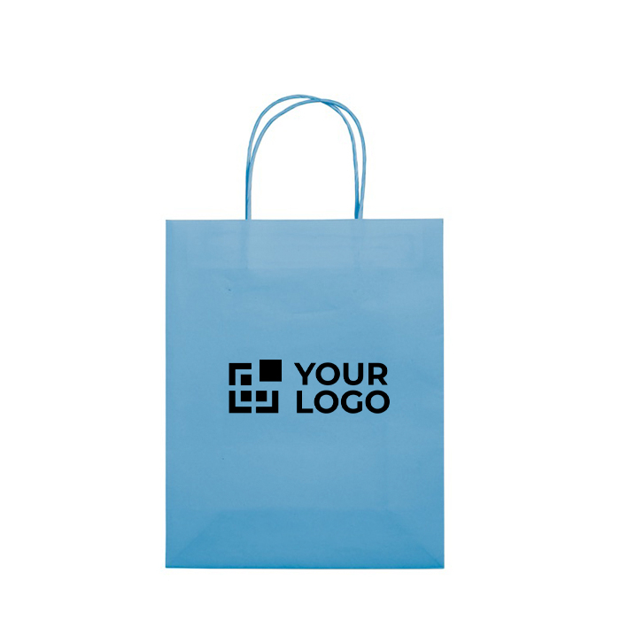 Sac moyen en papier kraft coloré pour cadeau 120 g/m2 avec zone d'impression