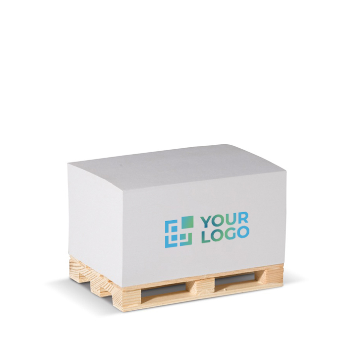 Bloc-notes de 530 feuilles lisses FSC sur palette en bois 12x8x6cm