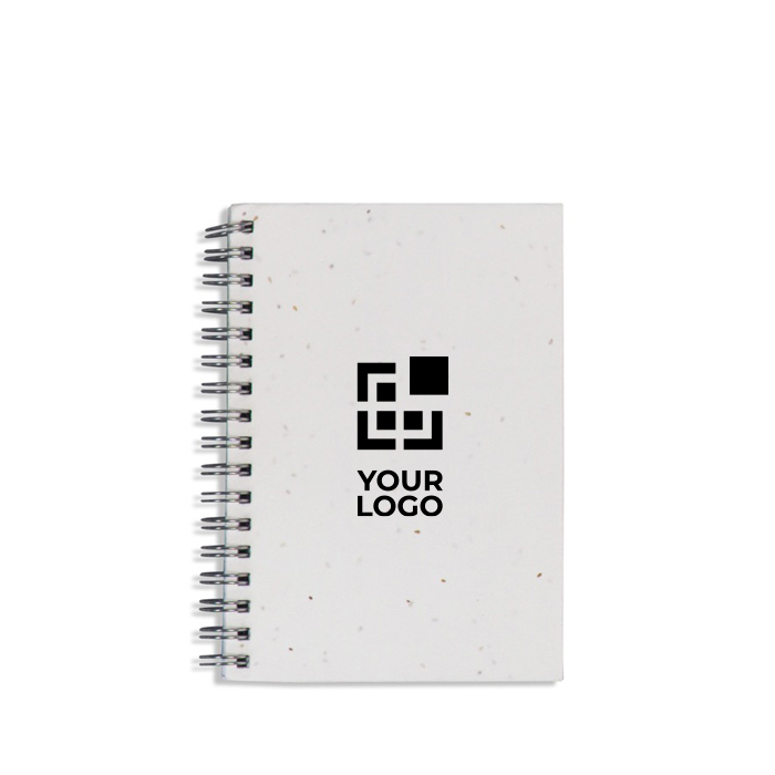 Cahier papier recyclé avec couverture à graines et pages quadrillées avec zone d'impression
