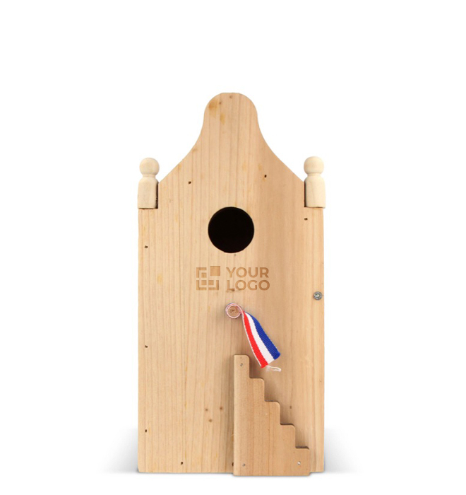 Maison en bois spéciale pour oiseaux en bois FSC avec zone d'impression