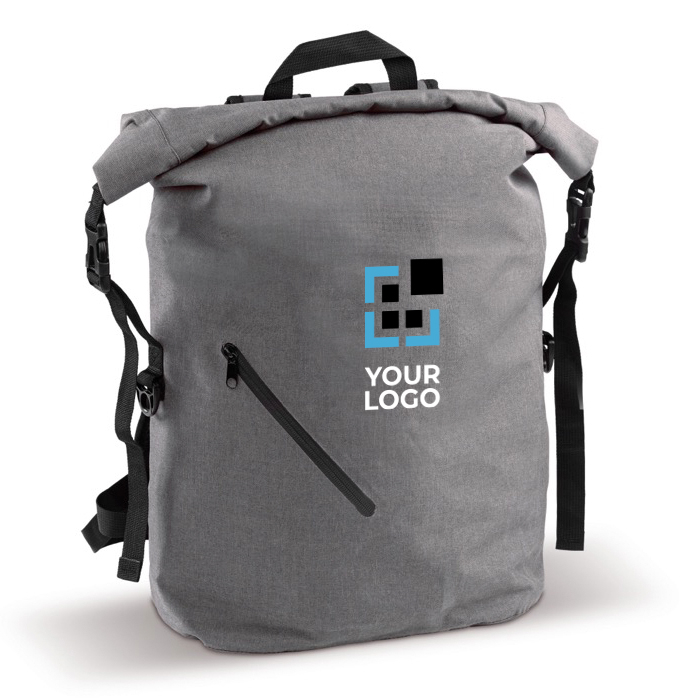 Sac à dos roll-top résistant à l'eau avec poche frontale 22L avec zone d'impression