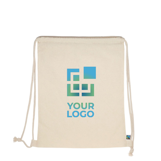 Sac avec fonction de sac à dos en coton FairTrade 140 g/m2 avec zone d'impression