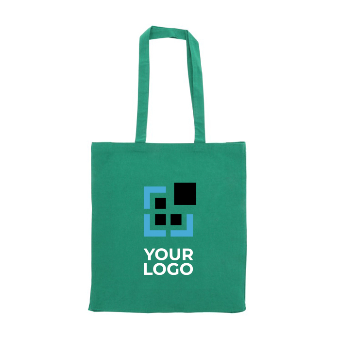 Petit sac en coton recyclé avec soufflet et poignées 140 g/m2 avec zone d'impression