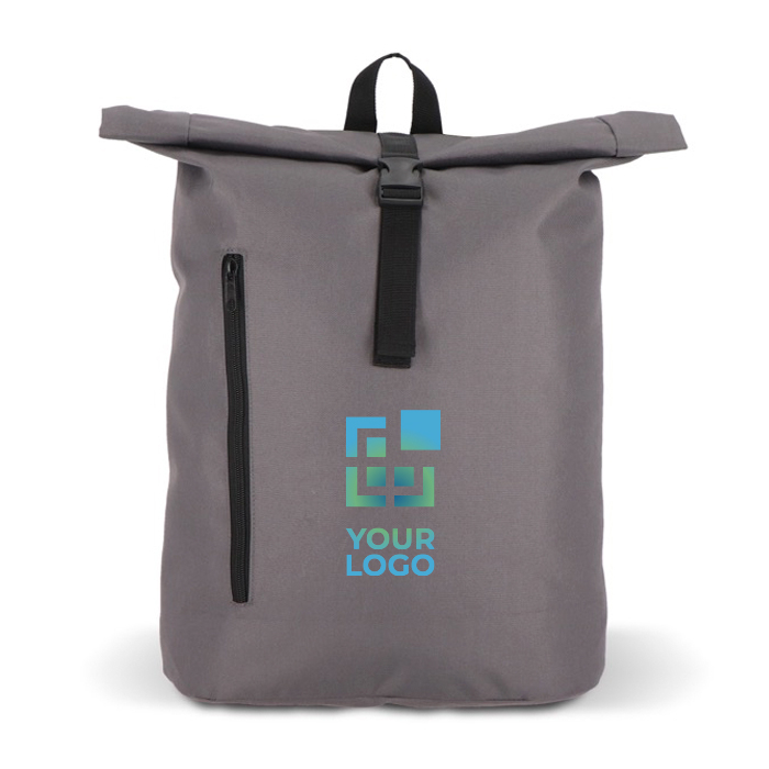 Sac à dos rolltop en RPET avec petite fermeture éclair frontale 20L