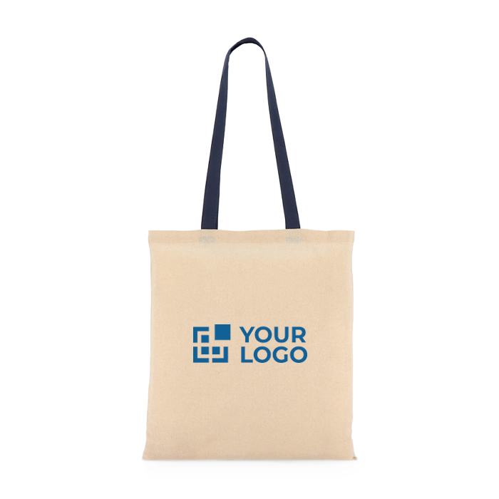 Tote bag en coton OEKO-TEX avec anses colorées 140 g/m²