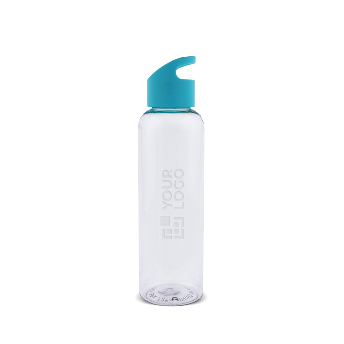 Gourde en RPET transparente avec poignée géométrique colorée 600ml avec zone d'impression