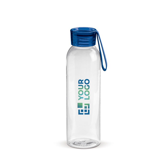 Gourde plastique avec bouchon et poignée de transport colorée 600ml avec zone d'impression