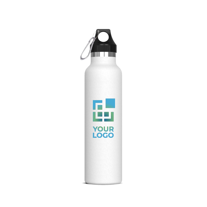 Gourde en acier inoxydable 100% anti-fuite avec mousqueton 650ml avec zone d'impression