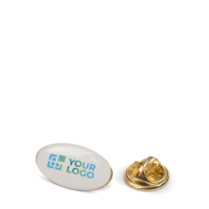 Pin ovale en métal doré à personnaliser 20x12mm avec zone d'impression
