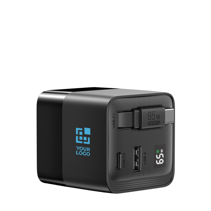Chargeur rapide GaN écologique avec câble rétractable de 80 cm 65W
