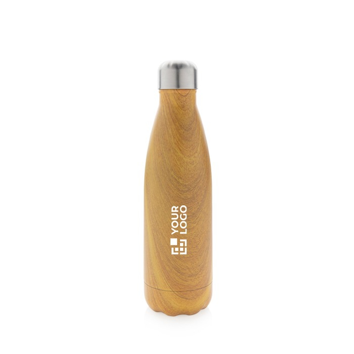 Gourde publicitaire avec design imitation bois avec zone d'impression