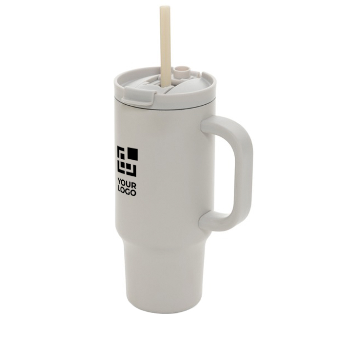 Gobelet isotherme en inox recyclé avec paille et anse 480 ml