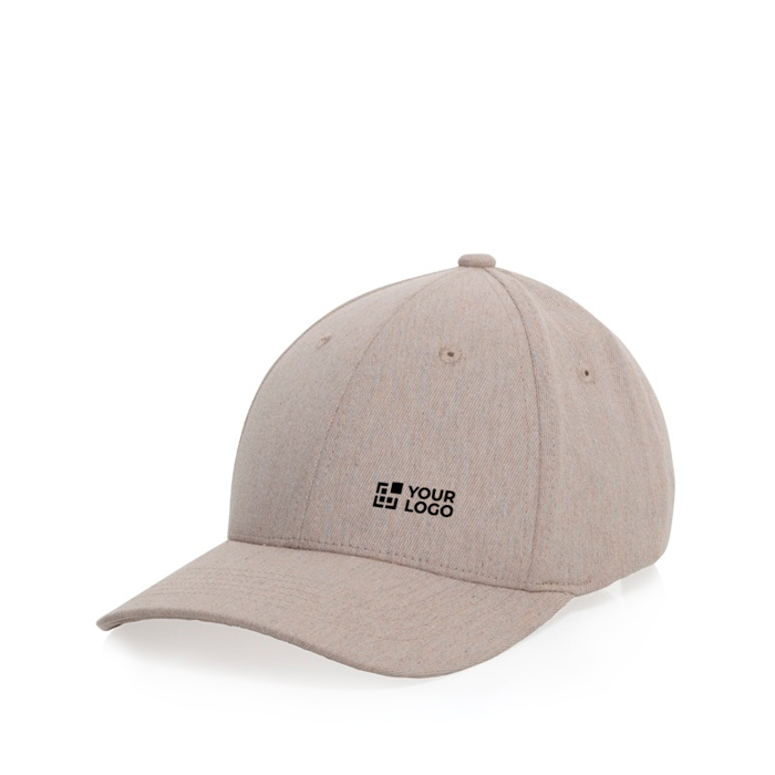 Casquette 6 panneaux en coton recyclé avec tissu chiné 200 g/m²