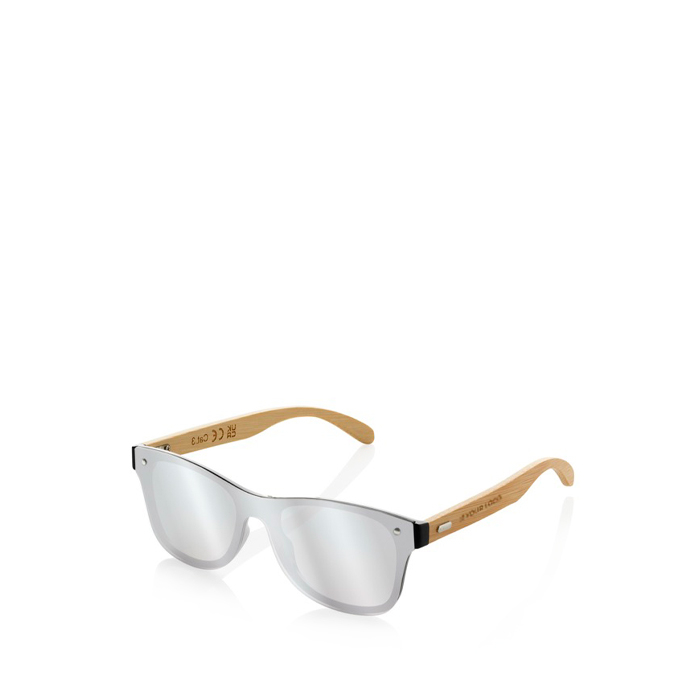 Lunettes de soleil éco avec branches en bambou et verres miroir UV400