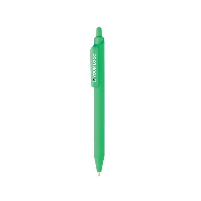 Stylo écologique au toucher doux avec clip et encre bleue