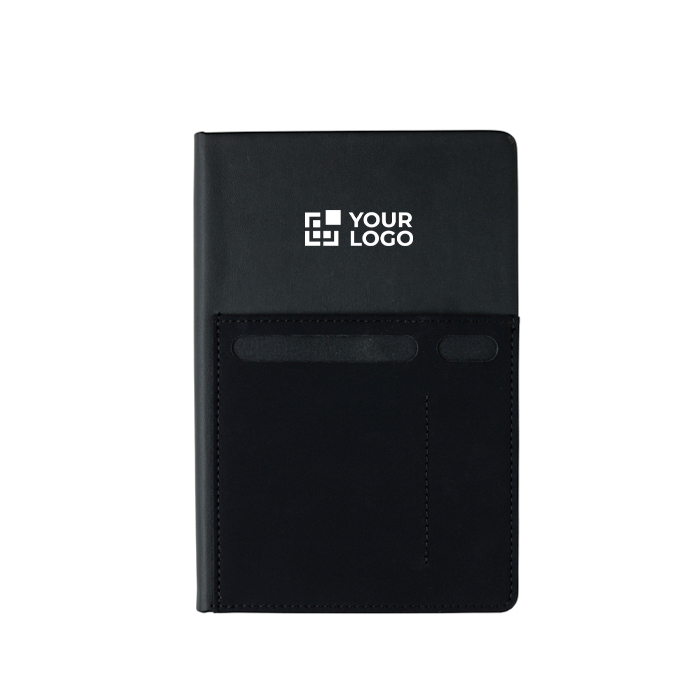 Carnet avec trois pochettes intégrées avec zone d'impression
