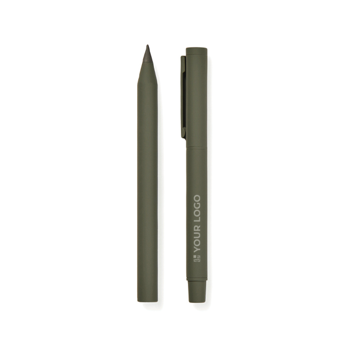 Set de stylos en aluminium recyclé avec revêtement en caoutchouc