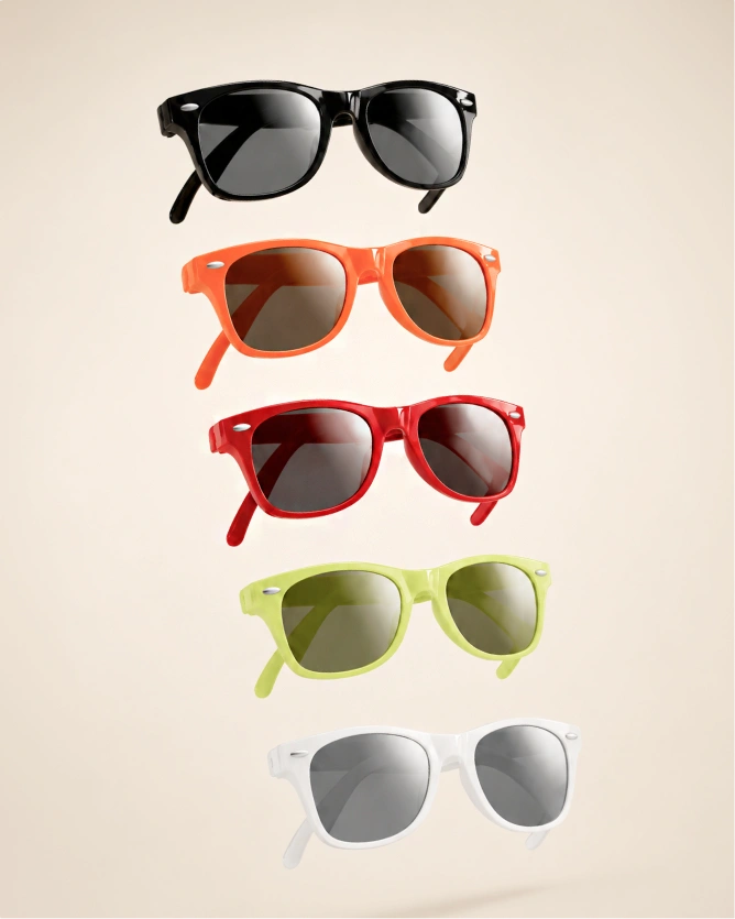 Lunette de soleil personnalisée avec logo vue avec zone d'impression