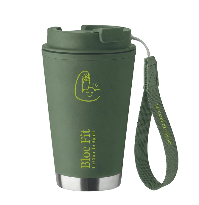 Verre à double paroi à emporter avec sangle RPET 300 ml