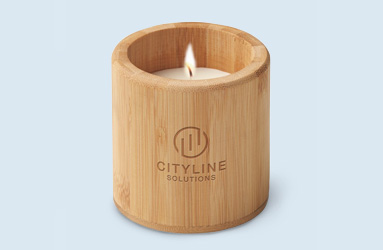 Bougie en bois avec logo